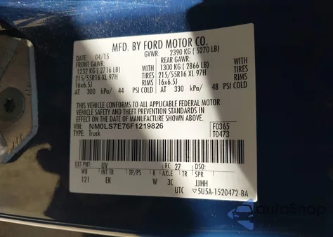 2015 Ford Transit Connect Xl z USA, uszkodzony, nr VIN NM0LS7E76F1219826